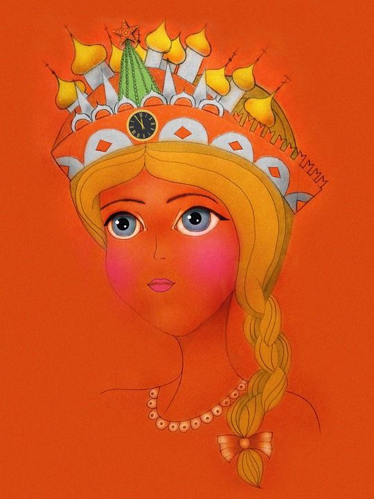 纵向 女人 画画 美容 卡通片 Kokoshnik 克里姆林宫