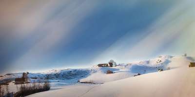 冬天 山景观 圣诞节 雪 寒冷的 背景 灯 雪花 来临 景观