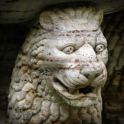 狮子 头 狮子头 喷泉 石像鬼 脸 石头 数字 雕塑 雕像