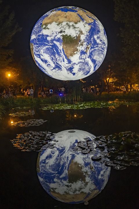 地球 巨型地球装置 湖 自然 公园 夜晚 水 土地 盖亚 世界