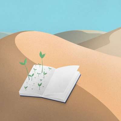 书 读 植物 沙丘 沙 超现实的 卡通片 绘画 幻想 创造力