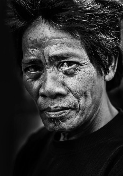 老人 越南 肖像 亚洲人 男人 黑和白