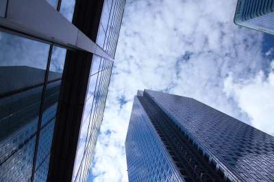 抽象 结构 蓝色的 建造 商业 城市 公司的 财产 正面 金融