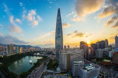 乐天世界大厦 汉城 大韩民国 韩国 景观 石村湖 城市 街 天空