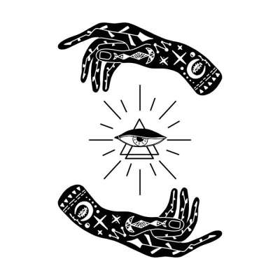 手 符号 魔法 标志 三角形 眼睛 棕榈 图标 隐匿性 读