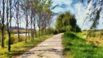 油漆 油画 景观 长廊 抽象 数码艺术 绘画 树 大自然