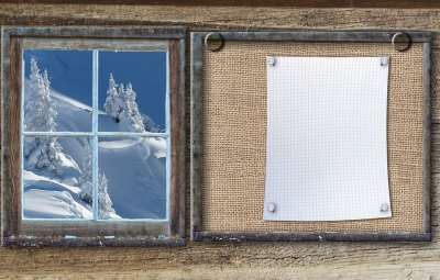 公告板 冬季运动 冬季森林 木头 背景 笔记 山 窗户 外表