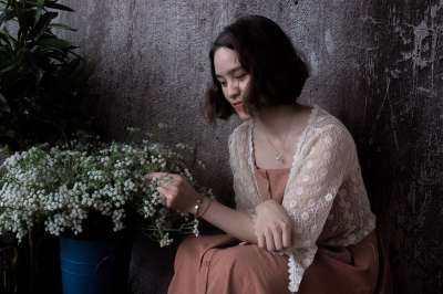 夏天 绿色 满天星 小清新 女生 美女 日系 东莞 森系 文艺