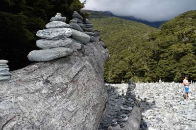 扇尾瀑布 新西兰 岩层 大洋洲 旅行 石头 岩石 山 旅游景点