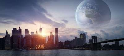 城市 行星 未来派 地球 建造 天堂 世界 未来 宇宙 幻想