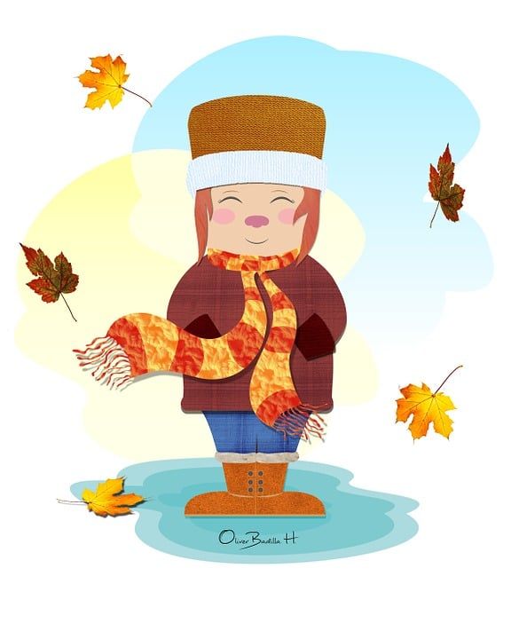 小姑娘 秋天 数码插画