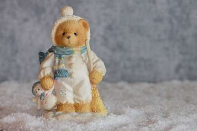 冬天 熊 小熊 数字 装饰 雪人 玩具 扫 寒冷的 雪 围巾