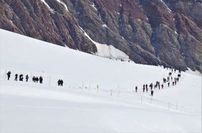 冰川 少女峰 远足 攀登 雪 登山 徒步旅行 山 轨道