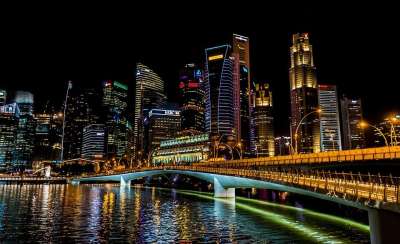新加坡 城市 城市的 城市景观 天际线 市中心 结构 现代的 湖