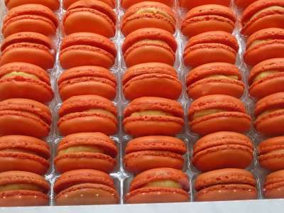 杏仁饼 巴黎 橙色的 Macaron 食物 甜的 时髦 糕点店