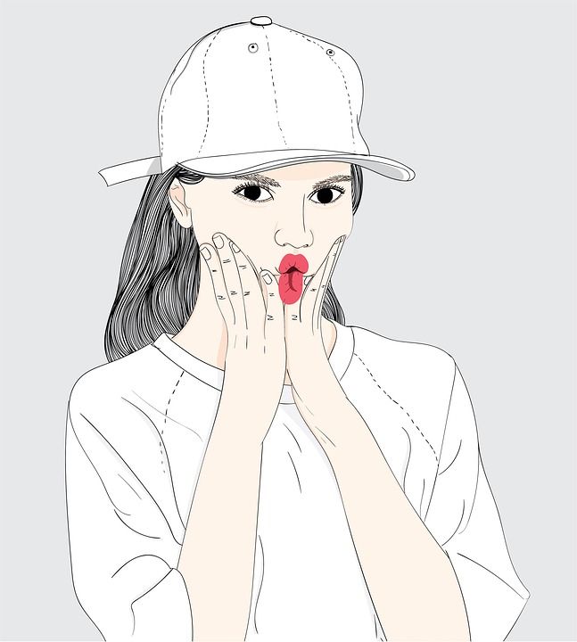 可爱的 女士 数字绘图 时尚 打印 艺术品