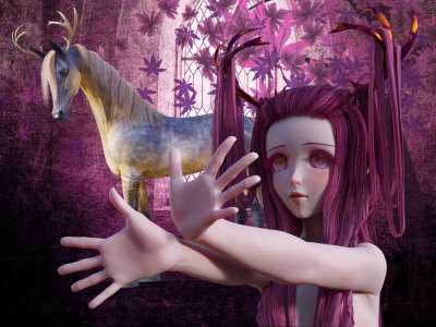 仙女 幻想 马 独角兽 鹿角 童话 想像力 幻想图片 神秘