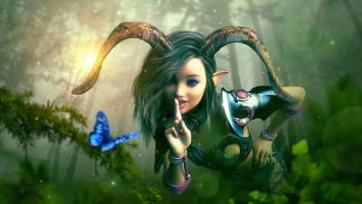 幻想 精灵 蝴蝶 森林 太阳 童话 仙女 魔法 魔术 情绪