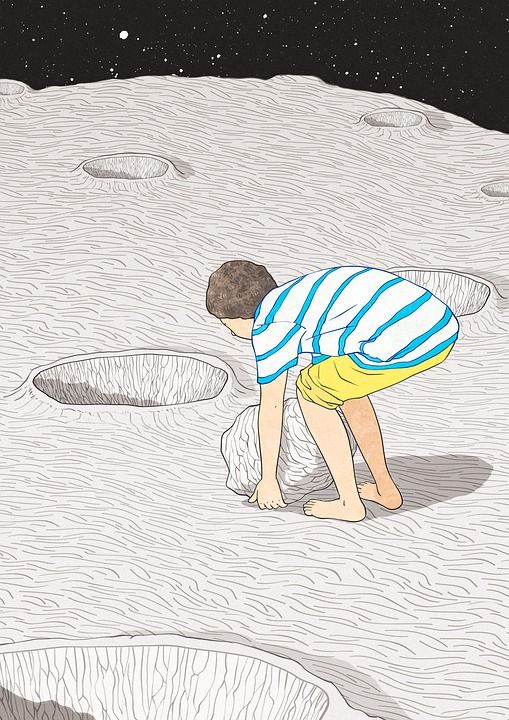 照明 想象力 创造力 画画 绘画 黑和白 宇宙 男孩 石头