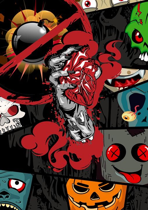 设计 艺术品 心 炸弹 幽灵般的 海报 生物 手 卡通片 漫画
