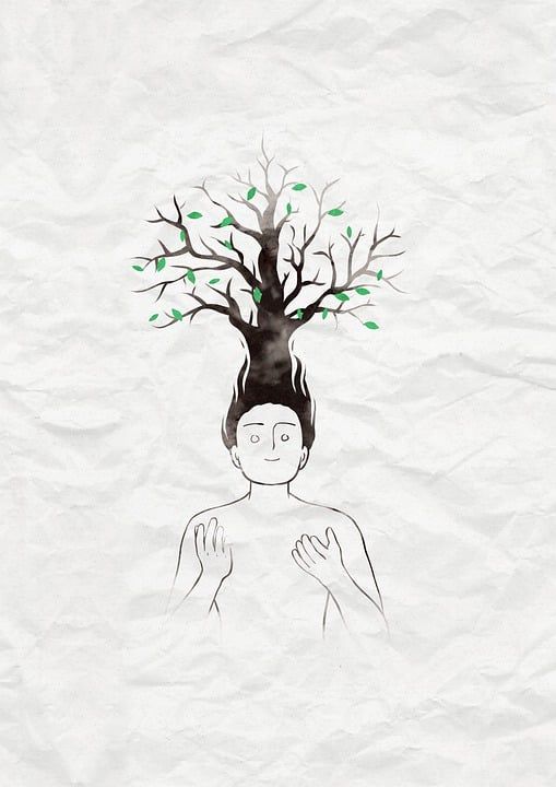 创造力 思维 绘画 树 头发 男孩