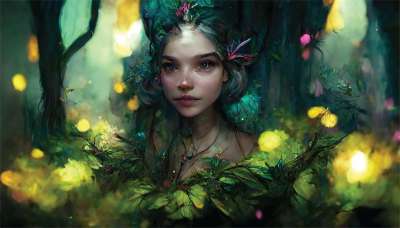 仙女 Fae 精灵 妖精 女神 魔法 森林 自然 幻想 夜晚