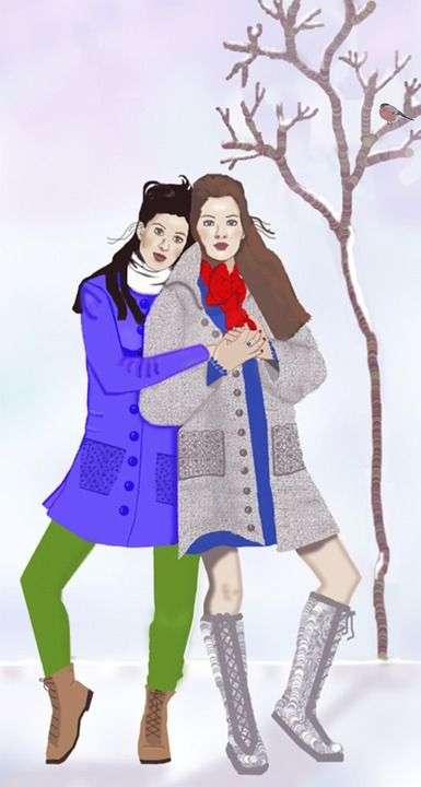 双程证有吸引力的女人 树裸雪上它 雪地上 小鸟在树 数码艺术图
