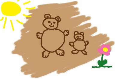 儿童绘画 熊 太阳 画画 夏天