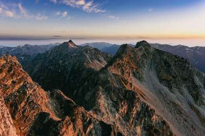 山 登山 日本阿尔卑斯 秋天 朝日新闻 日本 景观