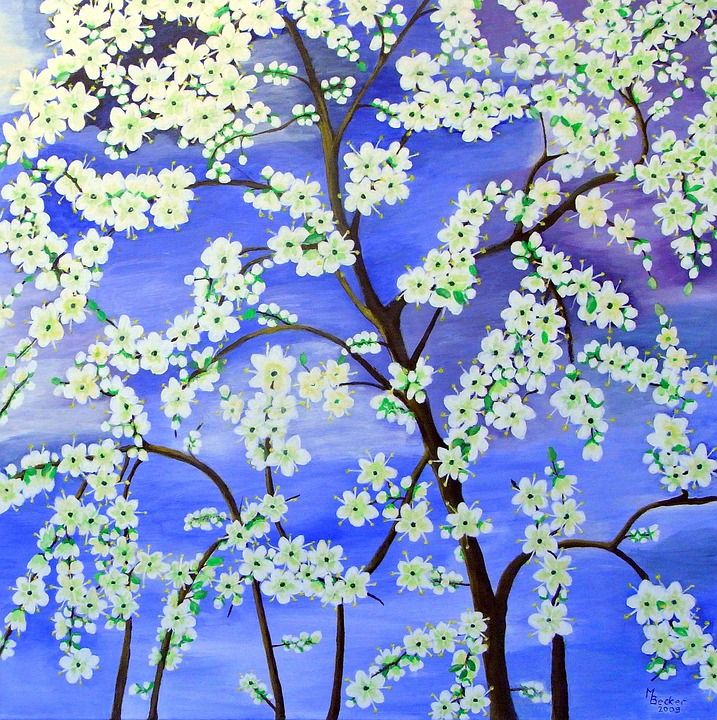 树 开花 绘画 图片 艺术 作画 染 艺术的 艺术家 作品