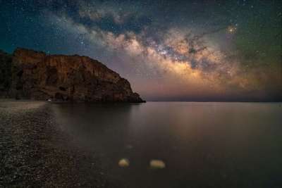 夜晚 海滩 银河 星星 海 宇宙 背景 天文景观