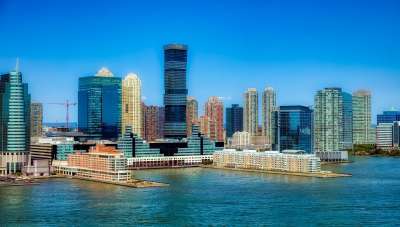 泽西城 新泽西州 美国 城市的 天际线 城市景观 建筑物 摩天大楼
