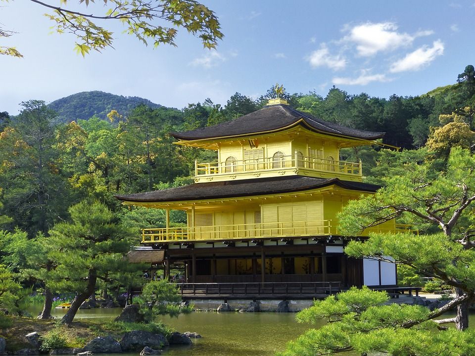 日本, 京都府, 金阁, 神社, 历史景点, 室町时代, 池塘, 花园, 景点
