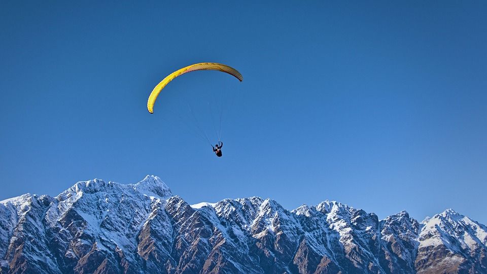 冒险, 景观, 山, 户外, 降落伞, 风景秀丽的, 跳伞, 雪, 运动, 冬天