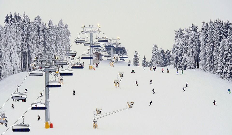 温特贝格, 北坡, 霍克绍尔兰, 滑雪缆车, 离开, 滑雪的赛跑者, 滑雪板