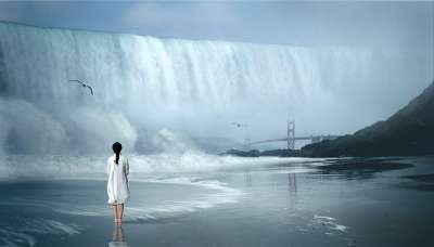 瀑布 海浪 极好的 女士 自然 水 景观 撕裂 可怕的 威胁
