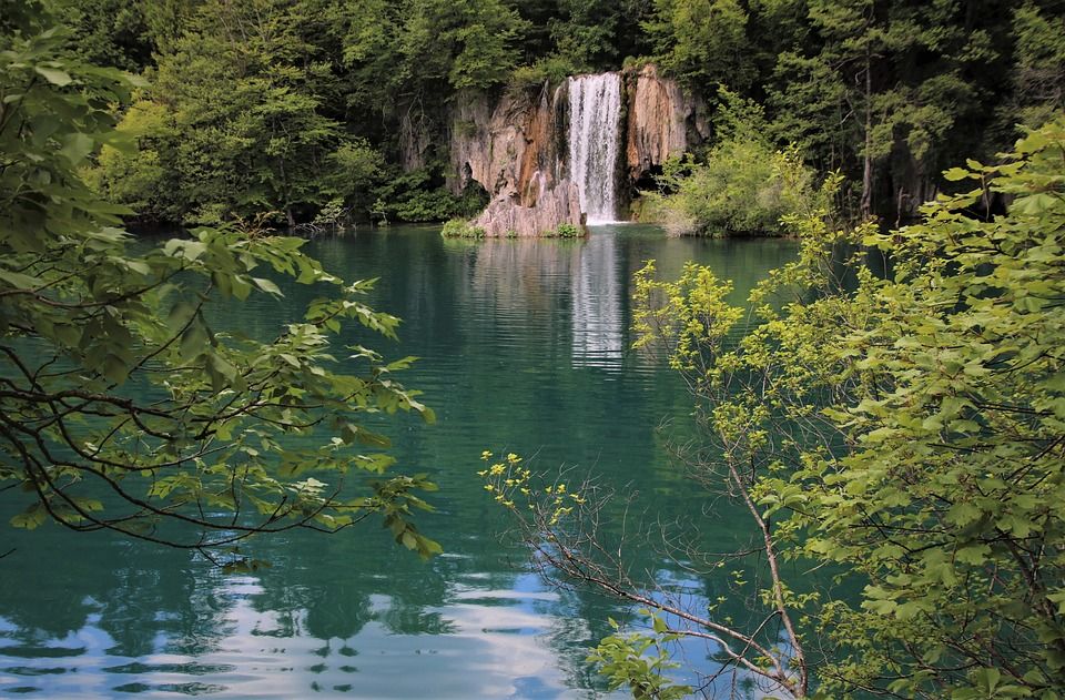 水, 普利特维切, 绿色的瀑布, 湖, 风景, 克罗地亚, 天堂, 旅行, 级联