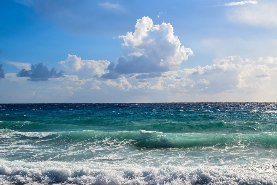 海景, 海, 波浪, 天空, 云, 自然, 海滩, 阳光, 地平线