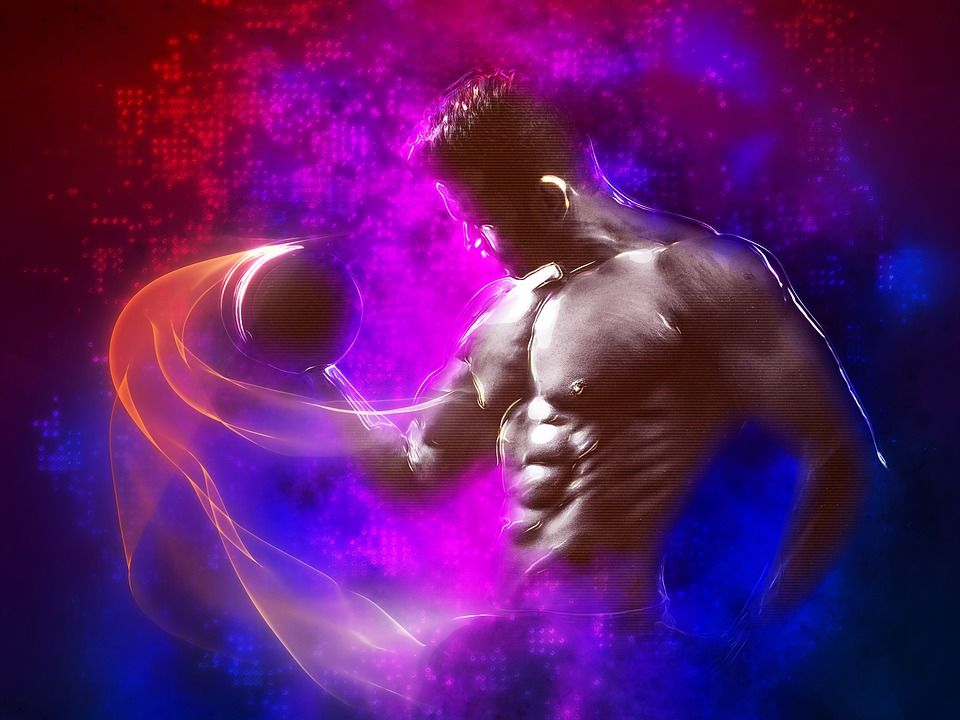 男人, 男性, 人类, 人, 模型, 健康, 健身房, 肌肉发达的, 哑铃