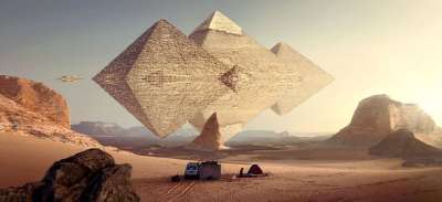 幻想 纪念碑 金字塔 沙漠 徘徊 神秘 极好的 超现实的 建造