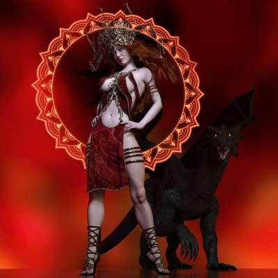 幻想 亚马逊 剑 龙的姿势 童话 女士 神秘 光 魔术 大气的