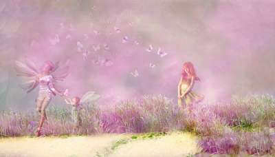 幻想 花 精灵 女孩 草地 背景 美丽 玫瑰 情绪 年轻