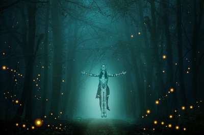 升天 战士 女祭司 森林 萤火虫 魔术 咒语 幻想 极好的