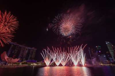新加坡 烟花 城市 庆典 节日 城市的