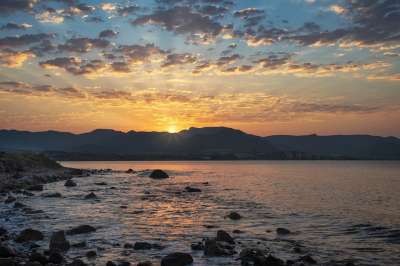 海 自然 日落 黄昏 户外 海洋 天空 云
