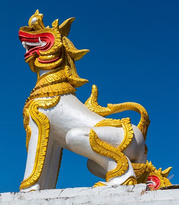 神秘生物 狮子 寺复杂 寺庙 泰国北部