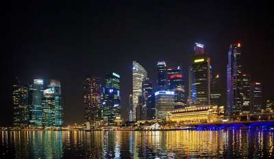 新加坡 商业 夜景 海 城市 建筑 新加坡 夜景 夜景 夜景