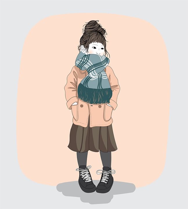 女孩 冬天的衣服 时尚 风格 小姑娘 冬季服装 女孩的时尚 线描