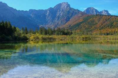 自然 景观 湖 山 落下 秋天的 秋天的颜色