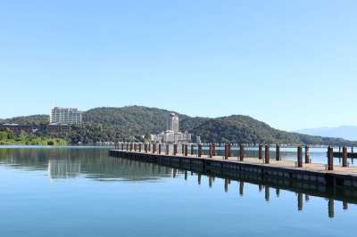 日月潭 码头 台湾 南投县 景观 观光 景点 湖 山